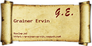 Grainer Ervin névjegykártya